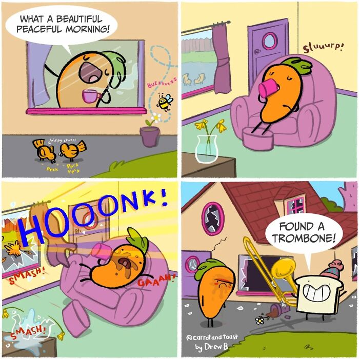 This Artist Turns A Carrot And A Slice Of Toast Into Silly Comedy (48 Pics)