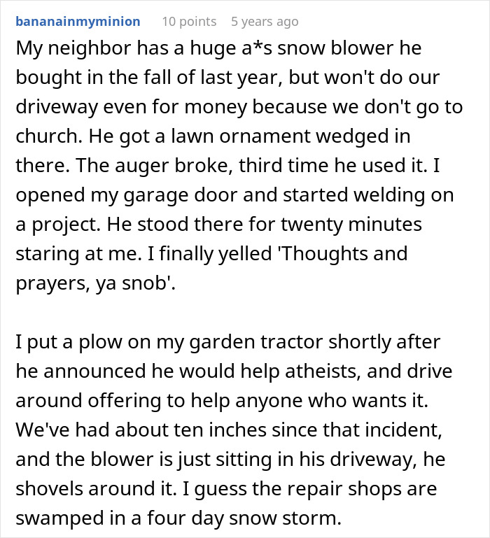 Guy With A Snowblower Makes Sure Mean Neighbor&rsquo;s Driveway Is The Only One Snowed In