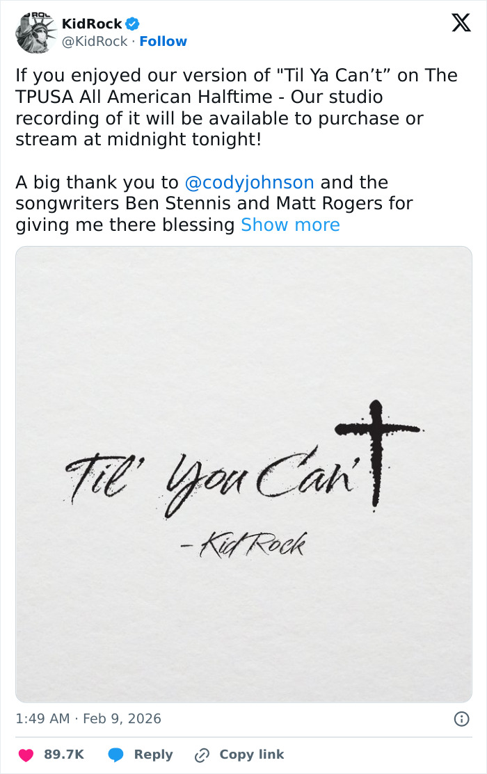 Kid Rock Breaks Silence After Alternative Halftime Show That Was Mercilessly Mocked