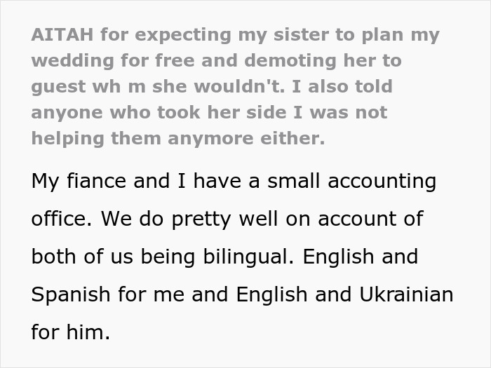 Bride Threatens To Quit Helping Any Family Member Who Sides With Sister In Wedding Planning Drama