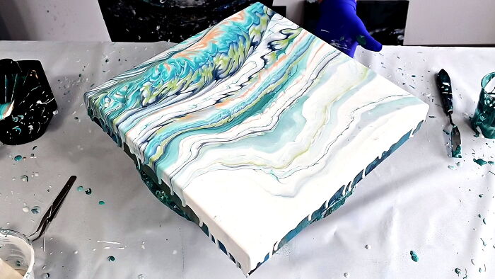 Watercolor Effect With Fluid Acrylic Using A Split Cup Pour