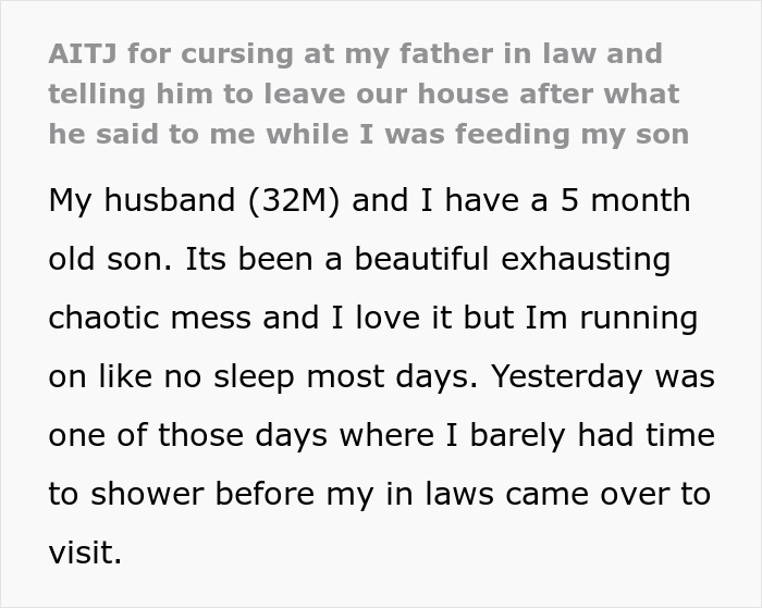 Nasty Man Comments On Postpartum DIL’s Appearance While She Feeds Her Baby, Gets Kicked Out Fast