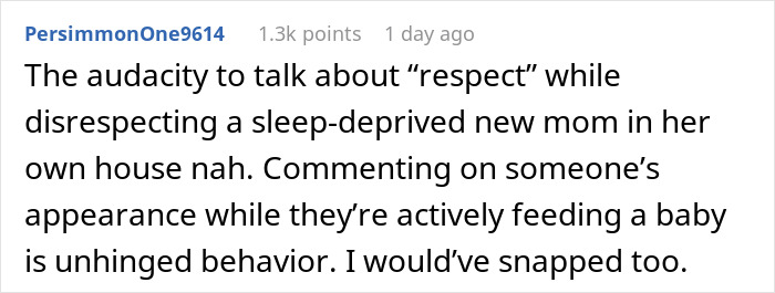 Nasty Man Comments On Postpartum DIL’s Appearance While She Feeds Her Baby, Gets Kicked Out Fast