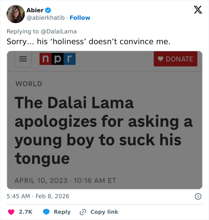 Dalai Lama Breaks Silence After He Appears More Than 150 Times In The Epstein Files Dalai Lama Breaks Silence After He Appears More Than 150 Times In The Epstein Files