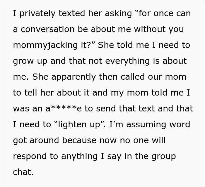 Mom Doesn’t Let Sister Have One Conversation To Herself, Keeps Bringing Up Her Kids