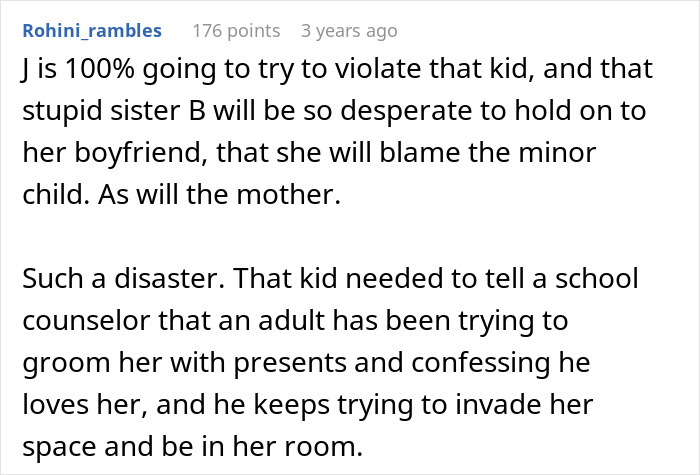 Creepy 21YO Confesses Feelings To GF’s 17YO Sis, Gaslights And Manipulates When She Tells Her Sis Creepy 21YO Confesses Feelings To GF’s 17YO Sis, Gaslights And Manipulates When She Tells Her Sis