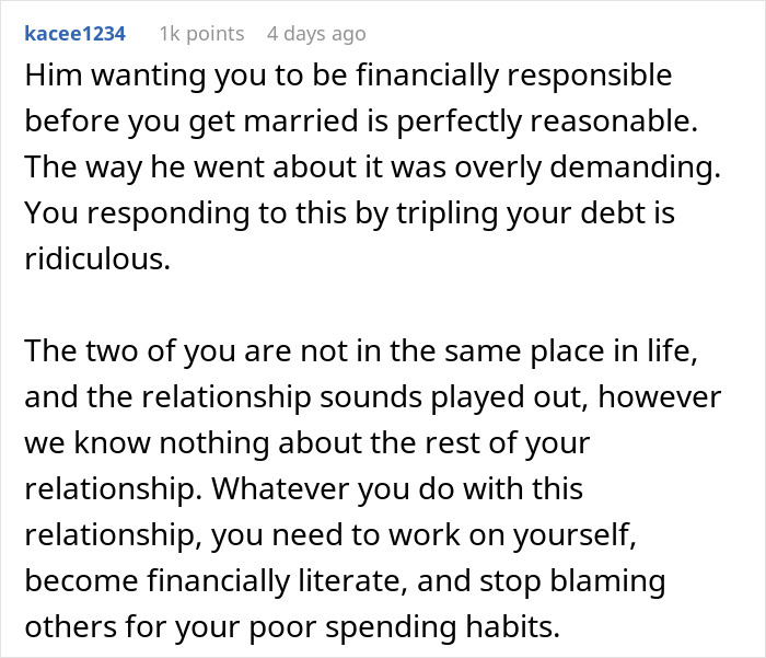 Boyfriend Gives Girlfriend Up To A Year To Fix Finances On Her Own Or He Won’t Marry Her