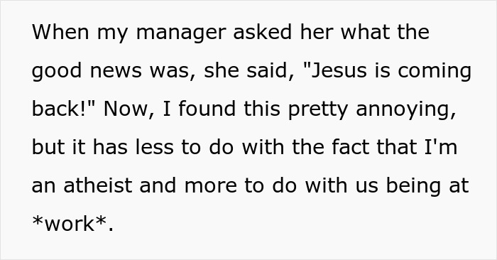 Coworker Won’t Stop Preaching About Jesus During Meetings, Employee Wonders If HR Can Handle Holy Drama Coworker Won’t Stop Preaching About Jesus During Meetings, Employee Wonders If HR Can Handle Holy Drama