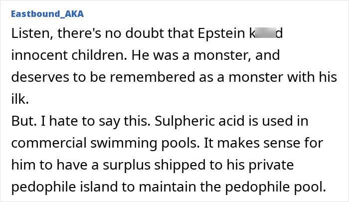 New Files Show 330 Gallons Of Sulfuric Acid Bought For Epstein Island The Day FBI Began Probe