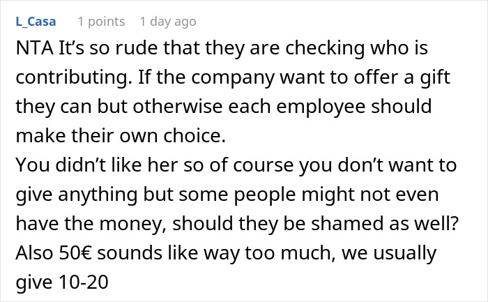 Woman Refuses To Contribute $50 To A Coworker’s Retirement Gift After She Made Her Life Miserable Woman Refuses To Contribute $50 To A Coworker’s Retirement Gift After She Made Her Life Miserable