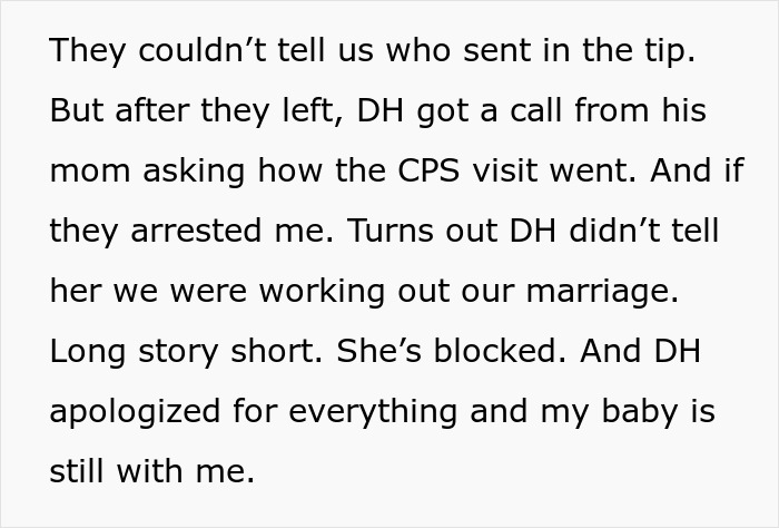 New Parents Are Horrified As CPS Knock On Their Door With False Accusations, Realize It Was MIL’s Doing