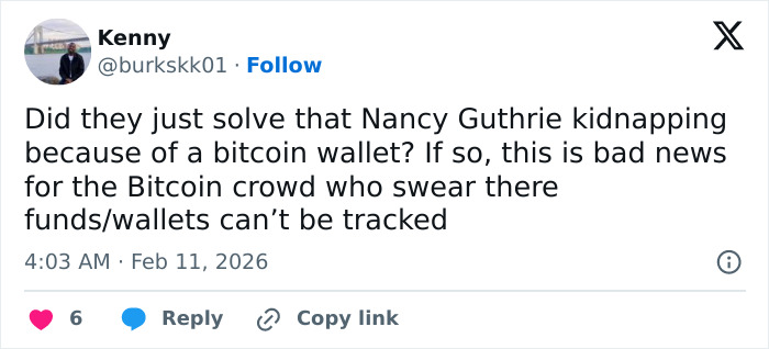 Crypto Expert Explains How Bitcoin Exchange Gave Police Control Over Nancy Guthrie’s Kidnapper