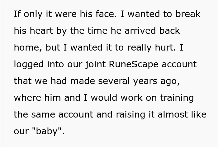 Man Cheats On GF And Shares Her Private Pics, She Destroys 14+ Years Of Effort He Put Into RuneScape