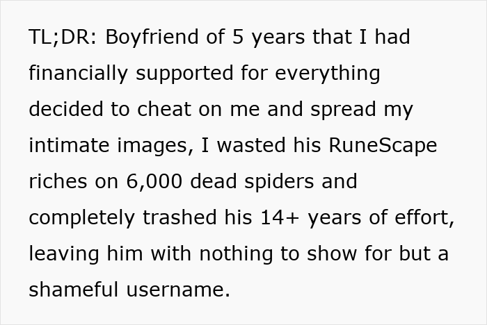 Man Cheats On GF And Shares Her Private Pics, She Destroys 14+ Years Of Effort He Put Into RuneScape