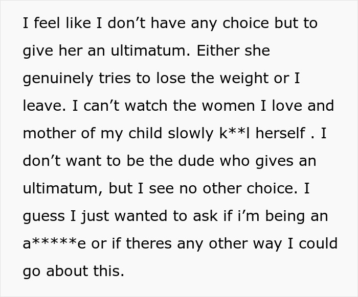 &ldquo;I&rsquo;m Considering Leaving&rdquo;: A Husband Struggles To Accept His Wife&rsquo;s Weight Gain