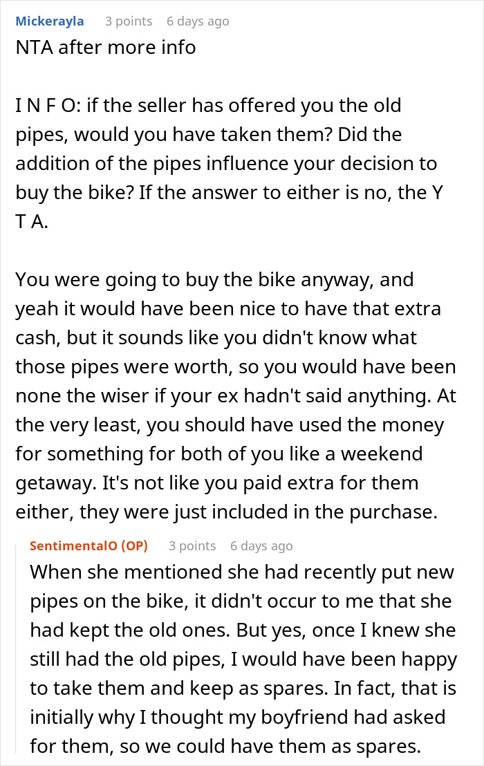 Guy Turns GF&rsquo;s Purchase Into Payday, Refuses To Share The Profit From Selling Her Bike Spare Parts