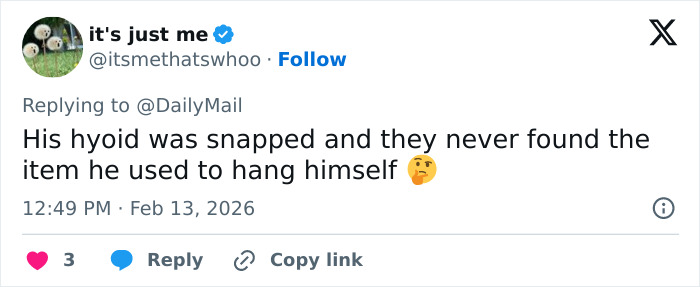 Doctor At Jeffrey Epstein’s Post Mortem Makes Jolting Claim About How Disgraced Financier Passed