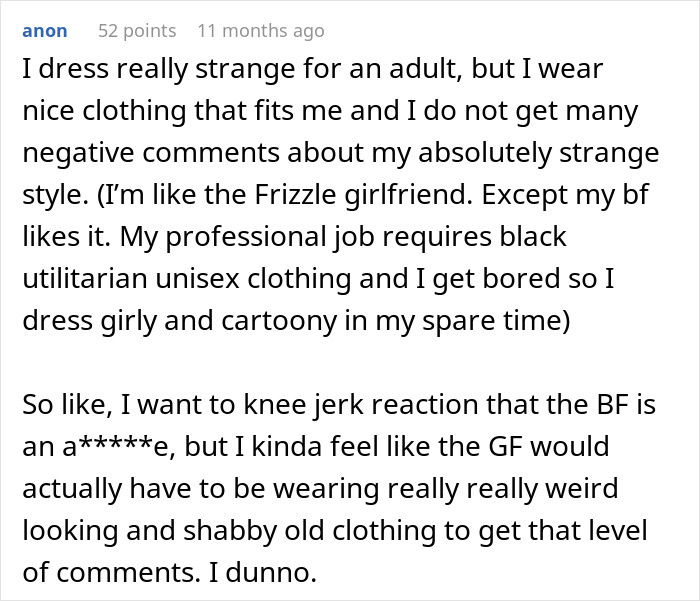 Man Feels Embarrassed By Girlfriend’s Style, Brings Her Childhood Trauma Back Man Feels Embarrassed By Girlfriend’s Style, Brings Her Childhood Trauma Back