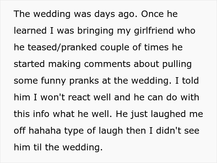 Groom Pranks BIL&rsquo;s Girlfriend Instead Of Enjoying His Wedding, Refuses To Pay For His Actions