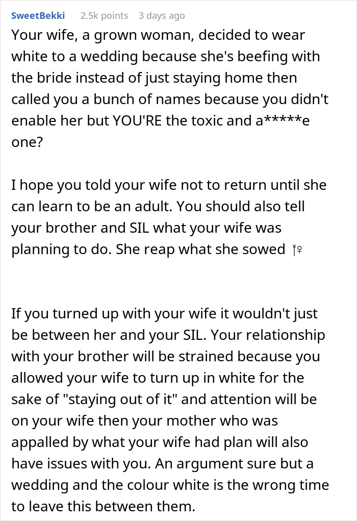 Husband Leaves Wife Behind After She Reveals What She’s Planning To Wear To Brother’s Wedding Husband Leaves Wife Behind After She Reveals What She’s Planning To Wear To Brother’s Wedding