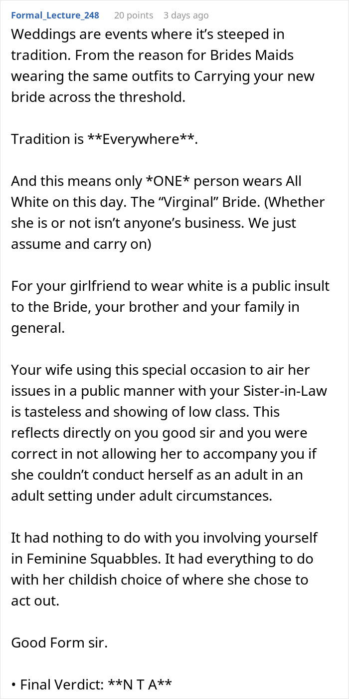 Husband Leaves Wife Behind After She Reveals What She’s Planning To Wear To Brother’s Wedding Husband Leaves Wife Behind After She Reveals What She’s Planning To Wear To Brother’s Wedding