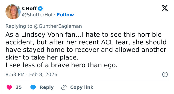 Major Update On Olympian Lindsey Vonn After Horrific Crash That May Cost Her A Leg