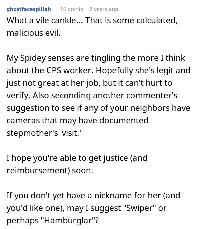Couple Suspects Wife’s “Hamburglar” Step-Mom Steals All Their Food To Warrant A CPS Visit Couple Suspects Wife’s “Hamburglar” Step-Mom Steals All Their Food To Warrant A CPS Visit