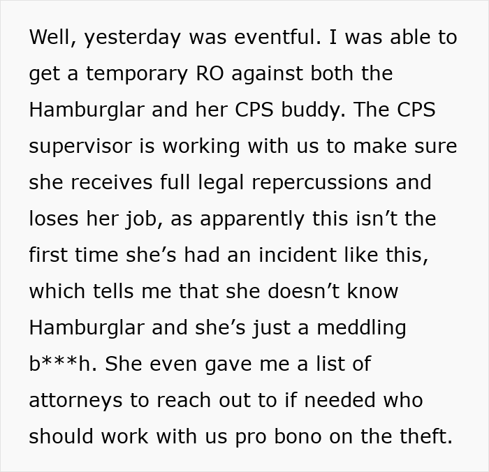 Couple Suspects Wife’s “Hamburglar” Step-Mom Steals All Their Food To Warrant A CPS Visit Couple Suspects Wife’s “Hamburglar” Step-Mom Steals All Their Food To Warrant A CPS Visit