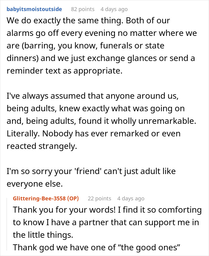 Couple Treats Birth Control Like Teamwork, Friend Treats A Pill Alarm Like A Threat To Masculinity Couple Treats Birth Control Like Teamwork, Friend Treats A Pill Alarm Like A Threat To Masculinity