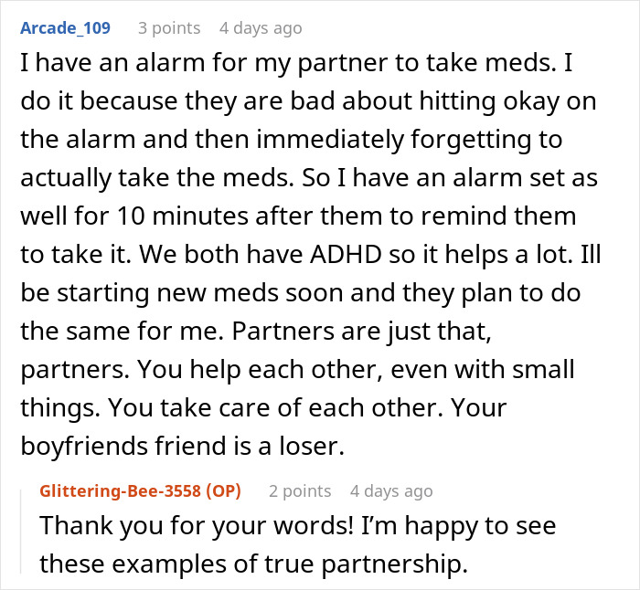 Couple Treats Birth Control Like Teamwork, Friend Treats A Pill Alarm Like A Threat To Masculinity Couple Treats Birth Control Like Teamwork, Friend Treats A Pill Alarm Like A Threat To Masculinity