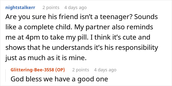 Couple Treats Birth Control Like Teamwork, Friend Treats A Pill Alarm Like A Threat To Masculinity Couple Treats Birth Control Like Teamwork, Friend Treats A Pill Alarm Like A Threat To Masculinity