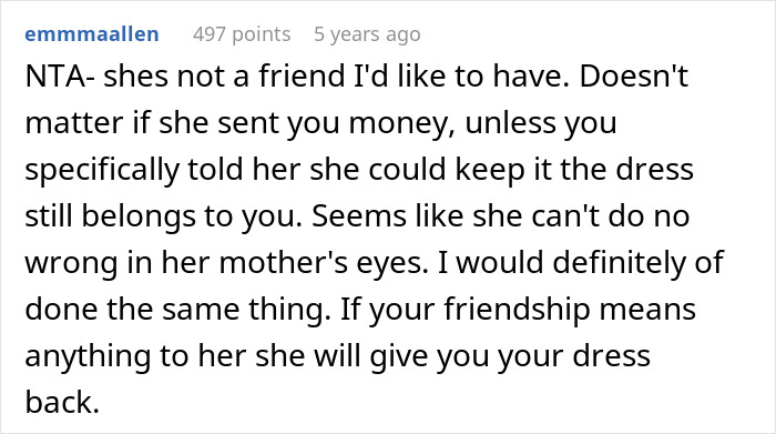 Teen Takes Petty Revenge On Entitled Friend After She Sends Her Money Instead Of Returning Her Dress Teen Takes Petty Revenge On Entitled Friend After She Sends Her Money Instead Of Returning Her Dress