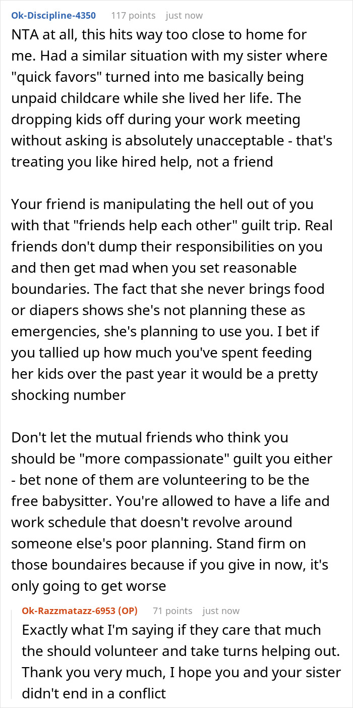 Entitled Mom Wants Childfree Bestie To Babysit For Free And Feed Her Kids Each Time, Bestie Refuses