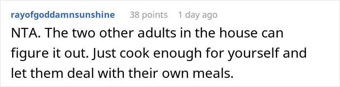 Family Demands Woman Make Separate Meals For Them: “Don’t Want To Eat What My Doctor Told Me” Family Demands Woman Make Separate Meals For Them: “Don’t Want To Eat What My Doctor Told Me”