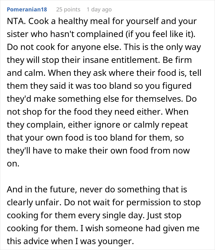 Family Demands Woman Make Separate Meals For Them: “Don’t Want To Eat What My Doctor Told Me” Family Demands Woman Make Separate Meals For Them: “Don’t Want To Eat What My Doctor Told Me”
