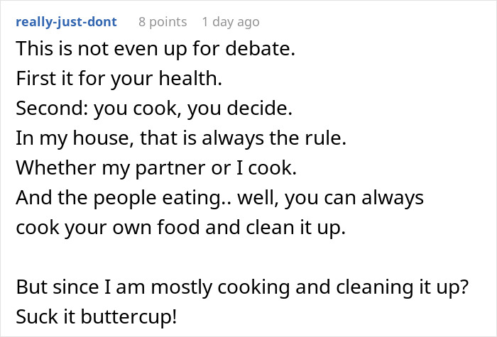 Family Demands Woman Make Separate Meals For Them: “Don’t Want To Eat What My Doctor Told Me” Family Demands Woman Make Separate Meals For Them: “Don’t Want To Eat What My Doctor Told Me”