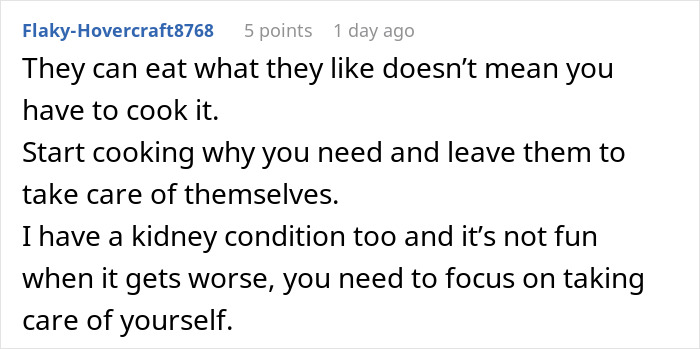 Family Demands Woman Make Separate Meals For Them: “Don’t Want To Eat What My Doctor Told Me” Family Demands Woman Make Separate Meals For Them: “Don’t Want To Eat What My Doctor Told Me”