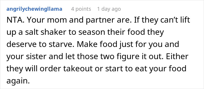 Family Demands Woman Make Separate Meals For Them: “Don’t Want To Eat What My Doctor Told Me” Family Demands Woman Make Separate Meals For Them: “Don’t Want To Eat What My Doctor Told Me”