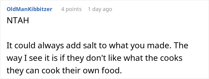 Family Demands Woman Make Separate Meals For Them: “Don’t Want To Eat What My Doctor Told Me” Family Demands Woman Make Separate Meals For Them: “Don’t Want To Eat What My Doctor Told Me”