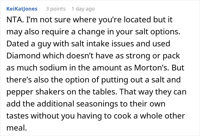 Family Demands Woman Make Separate Meals For Them: “Don’t Want To Eat What My Doctor Told Me” Family Demands Woman Make Separate Meals For Them: “Don’t Want To Eat What My Doctor Told Me”