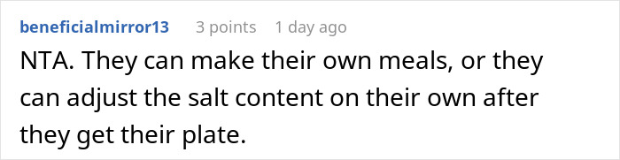 Family Demands Woman Make Separate Meals For Them: “Don’t Want To Eat What My Doctor Told Me” Family Demands Woman Make Separate Meals For Them: “Don’t Want To Eat What My Doctor Told Me”
