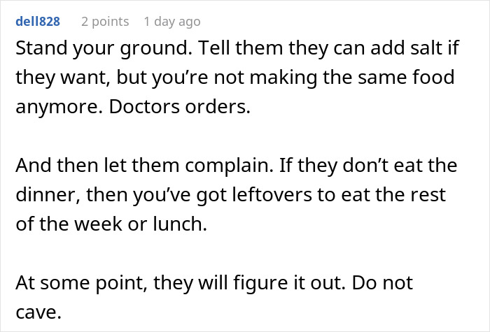 Family Demands Woman Make Separate Meals For Them: “Don’t Want To Eat What My Doctor Told Me” Family Demands Woman Make Separate Meals For Them: “Don’t Want To Eat What My Doctor Told Me”