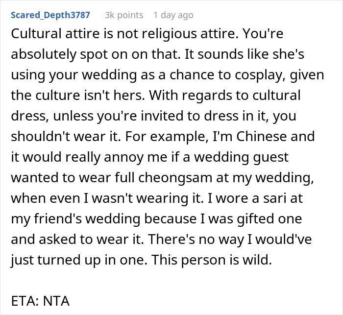Bride Doesn’t Want European Wedding Guest Wearing Traditional Arab Dress: “Will Stand Out Too Much”