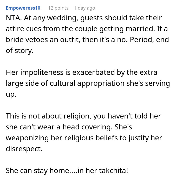 Bride Doesn’t Want European Wedding Guest Wearing Traditional Arab Dress: “Will Stand Out Too Much”