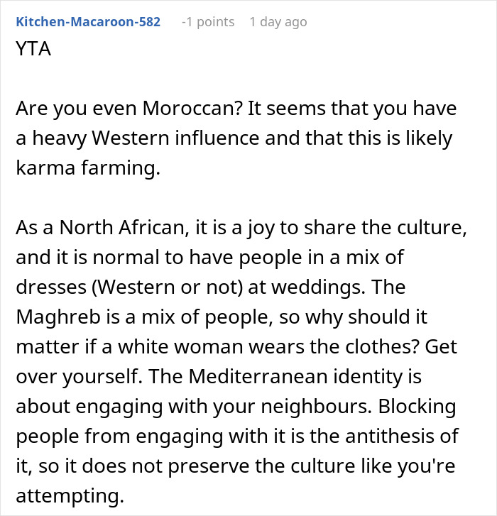 Bride Doesn’t Want European Wedding Guest Wearing Traditional Arab Dress: “Will Stand Out Too Much”