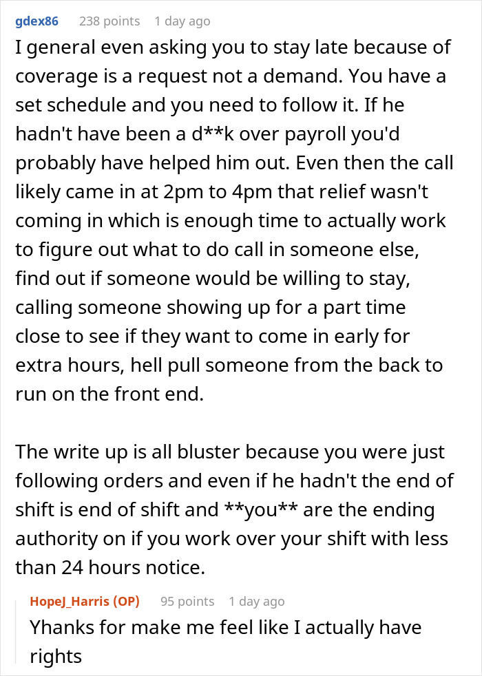 Cashier Told Not To Work Overtime, They Comply During A Crisis And Manager Completely Loses It
