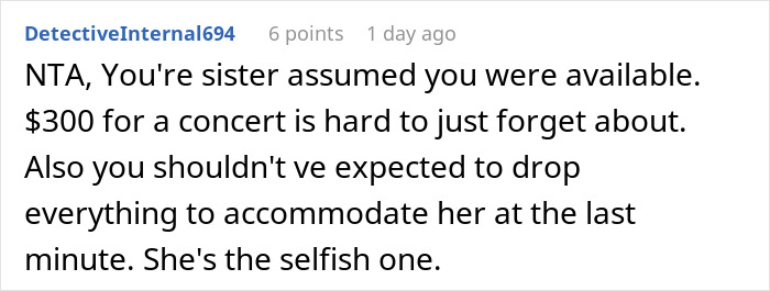 Woman Goes To Concert Instead Of Babysitting Sister’s Kids, Gets Accused Of Being Selfish