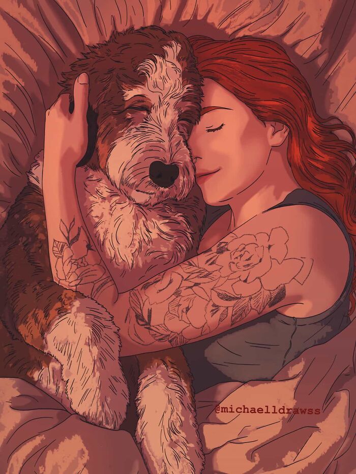 This Artist Creates Custom Portraits That Capture The Bond Between Humans And Pets (47 Pics)