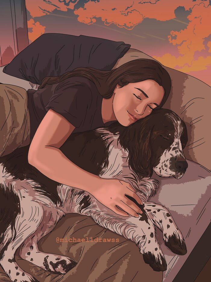 This Artist Creates Custom Portraits That Capture The Bond Between Humans And Pets (47 Pics)