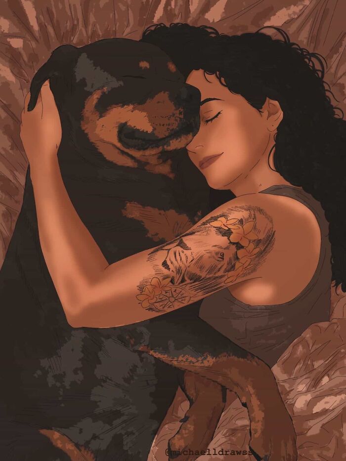 This Artist Creates Custom Portraits That Capture The Bond Between Humans And Pets (47 Pics)